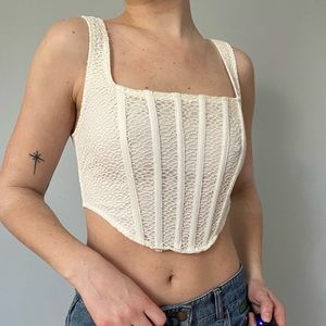 white lace corset top